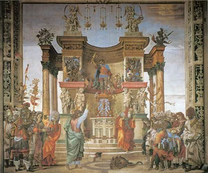 LIPPI, Filippino St. Philipp vertreibt den Drachen aus dem Tempel von Hieropolis Fresko Strozzi-Kapelle, Santa Maria Novella, Florenz